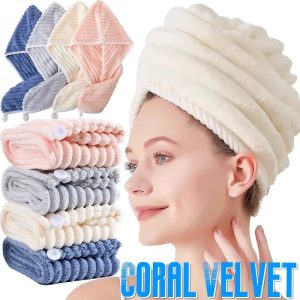 Hair Towel - Super Absorbent Quick‑Drying Microfiber Hair Dry Cap
