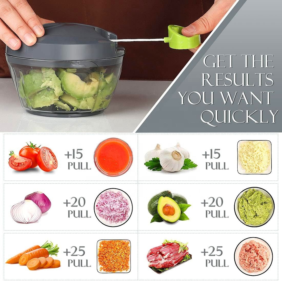 Manual Hand Chopper Blender(450ml 3 Blades) - Image 4