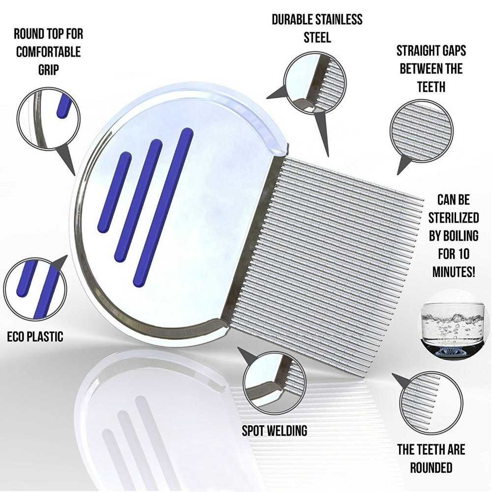 Lice and Nit Egg Free Treatment Professional Stainless Steel Lice Removal Comb - Image 3