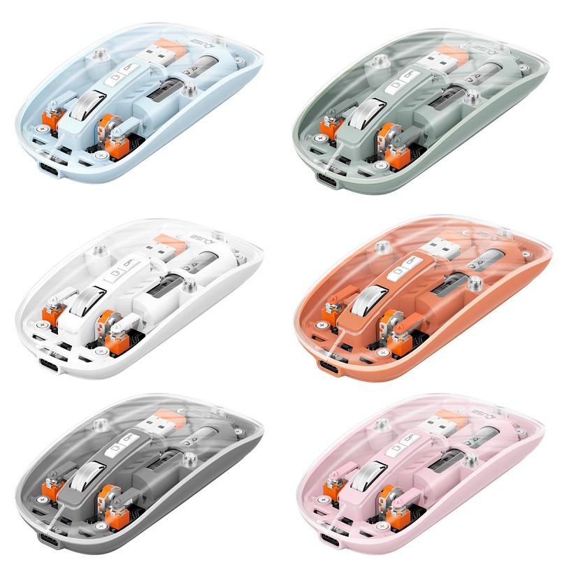 Duel Transparent Rechargeable Wireless Mouse – Ultra Slim Silent Click Edition - Image 2
