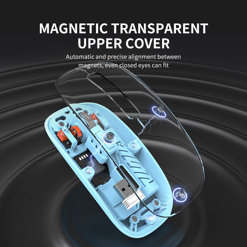 Duel Transparent Rechargeable Wireless Mouse – Ultra Slim Silent Click Edition - Image 4
