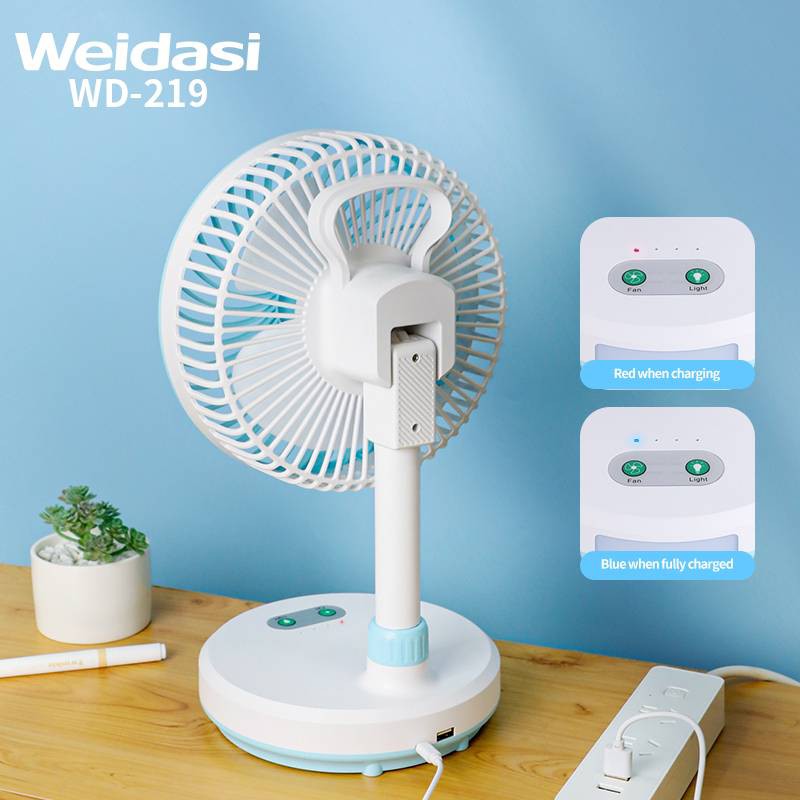 Weidasi WD-219 রিচার্জেবল পোর্টেবল ডেস্ক ফ্যান-লোডশেডিংয়ের জন্য সেরা সমাধান! - Image 2