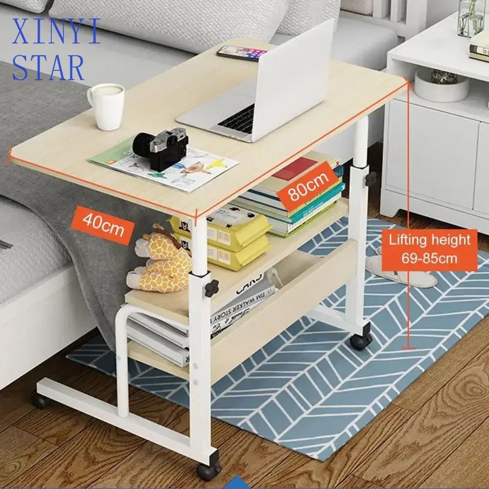 Double Layer Adjustable Laptop Desk With Wheels - Image 3