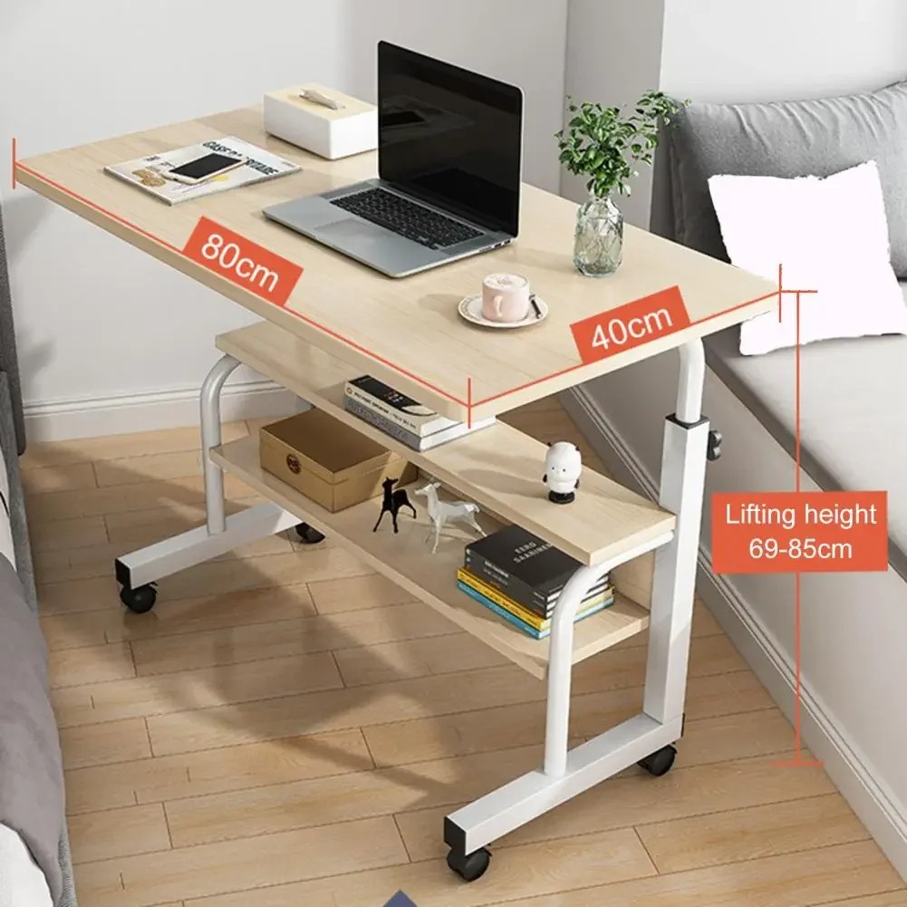 Double Layer Adjustable Laptop Desk With Wheels - Image 4