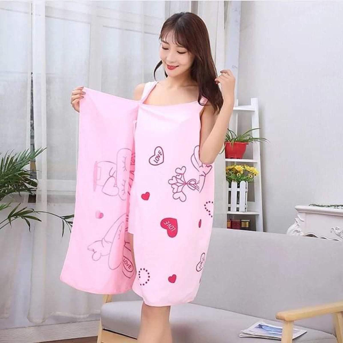 Women Bath Towels Wearable Towel Dress Beach Adults Bath Gown SPA Sling Robes Home Nightwear Microfiber Women Bathrobe - Image 2