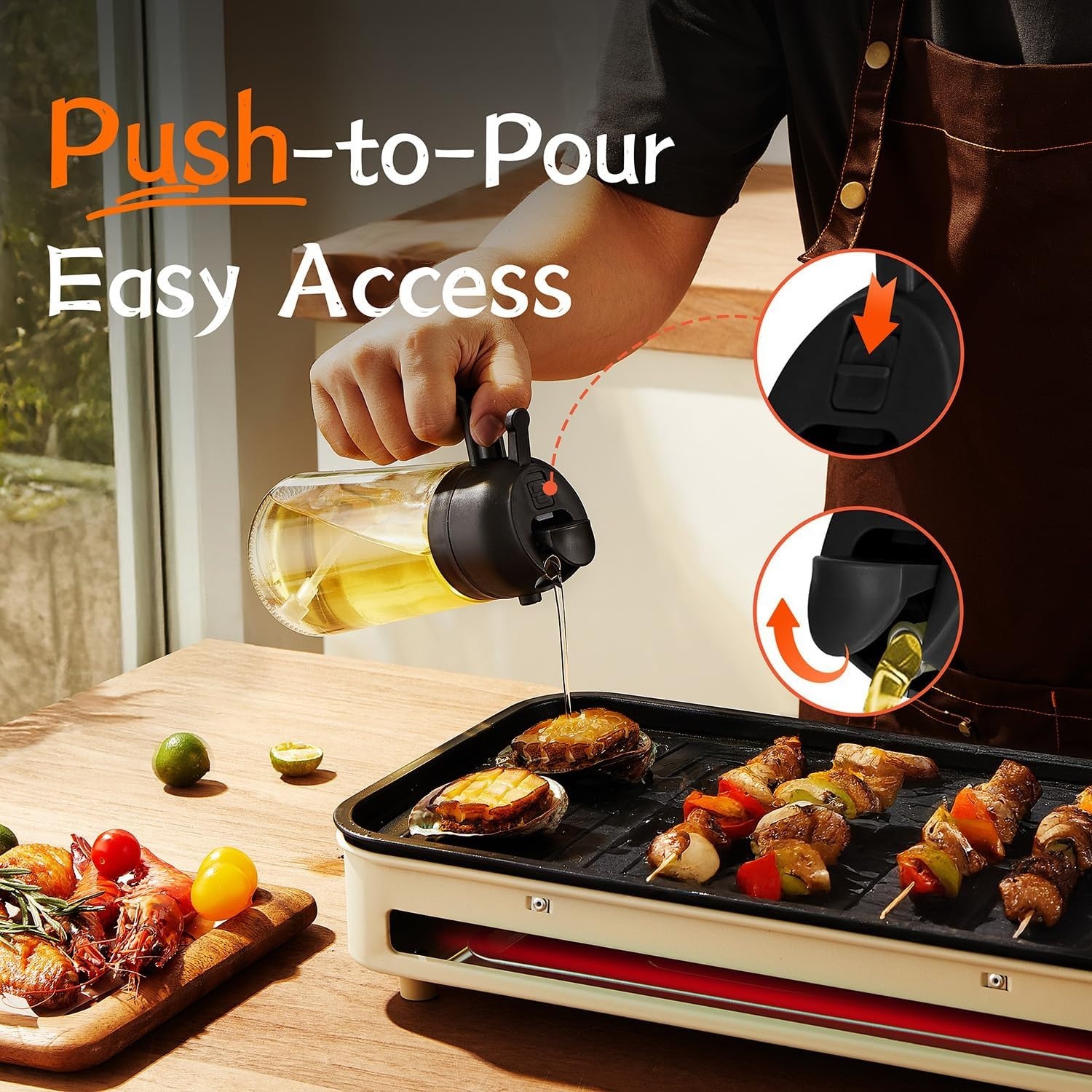 Multifunctional Non-Stick Glass Oil Bottle Pourable Kitchen Supplies - Image 2