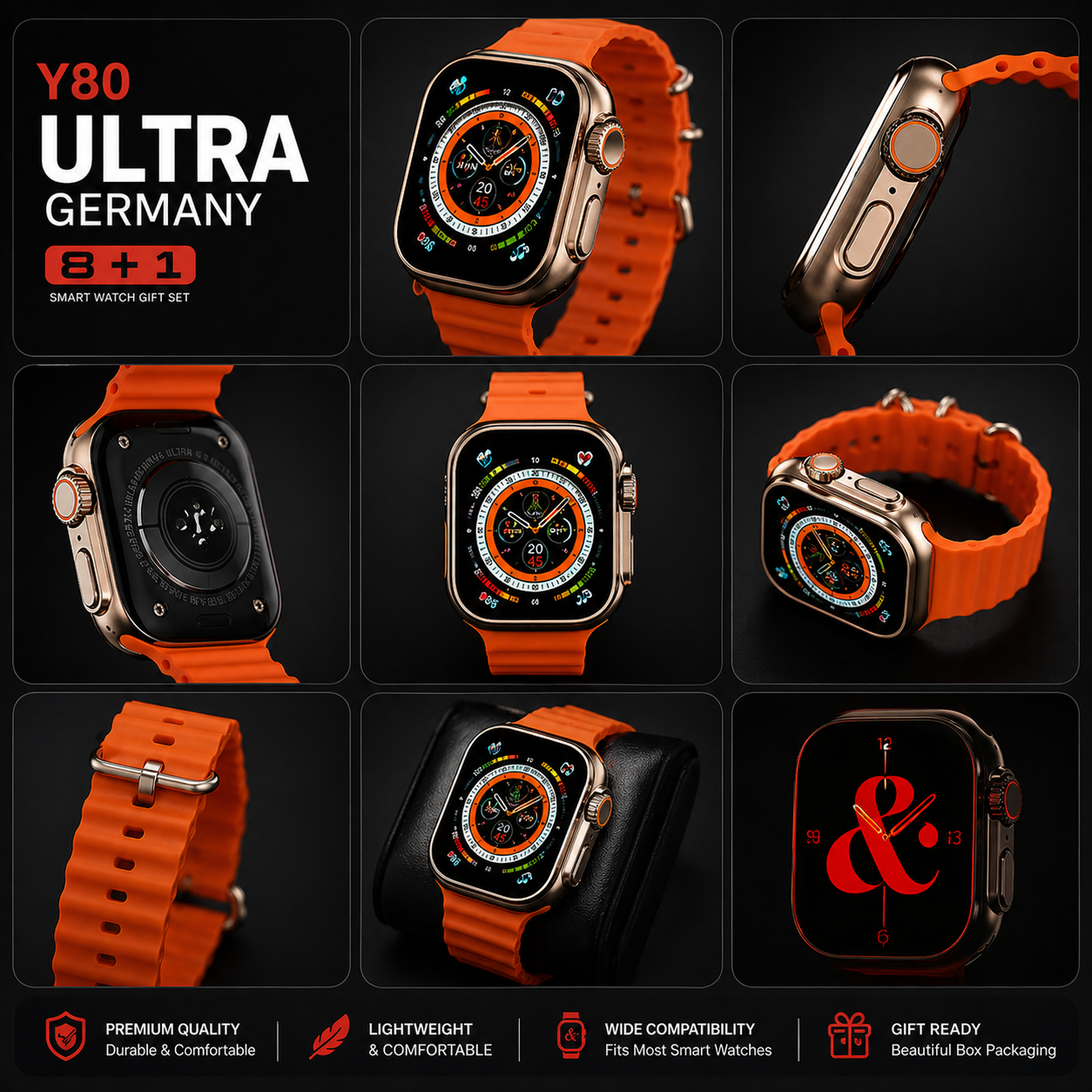Y80 Ultra Smart Watch (6+1 Strap Combo Set) - Image 2