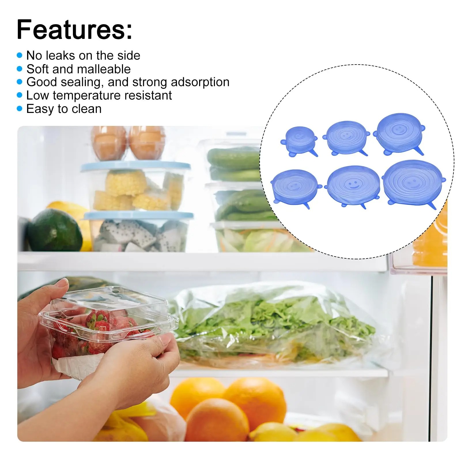 6 Pcs/Set Food Silicone Cover Universal Silicone Lids For Cookware Bowl Pot Lid Reusable Stretch Lids Wrap Kitchen Accessories - Kitchen Rack - Kitchen Rack - Oven Cover - kitchen rack - Image 3