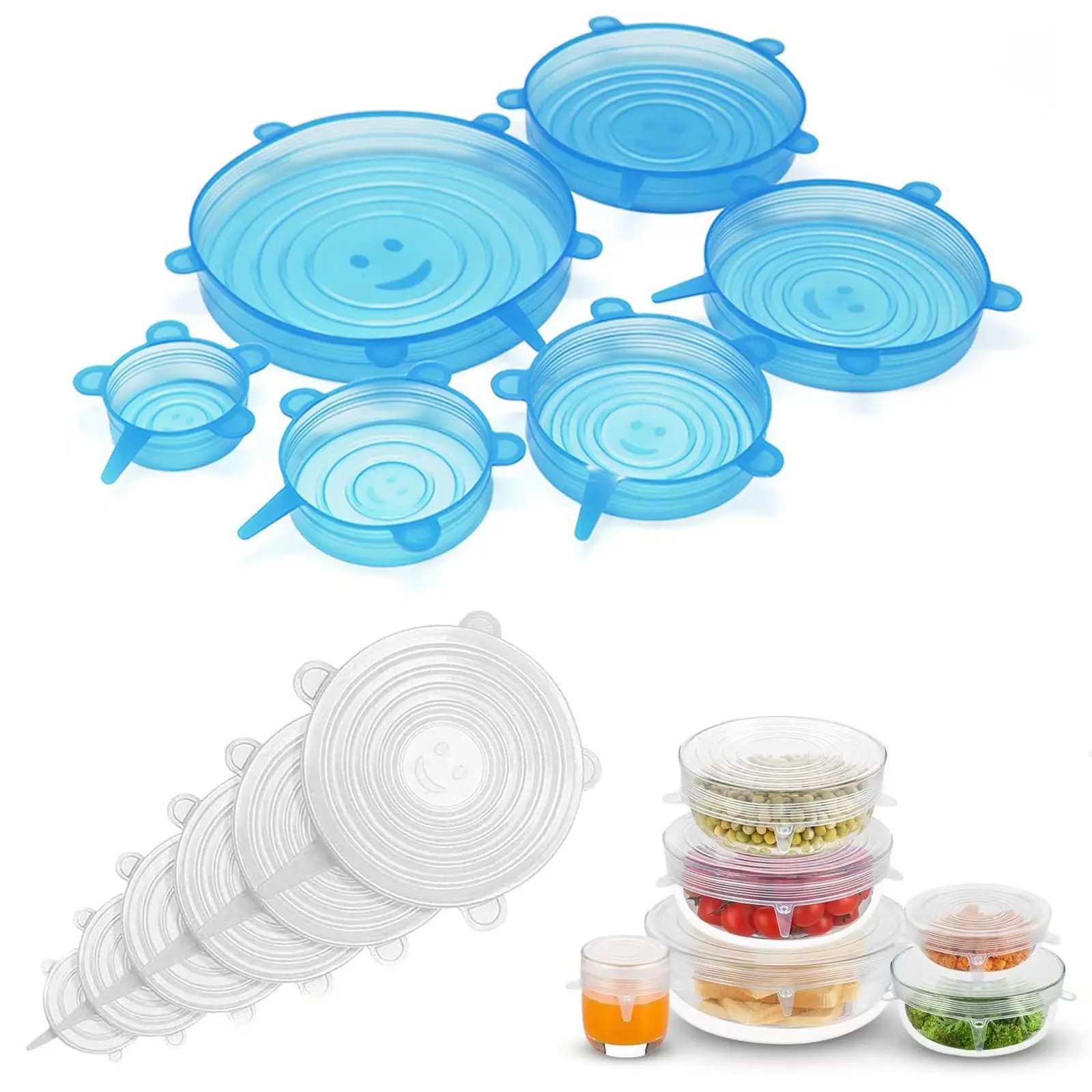 6 Pcs/Set Food Silicone Cover Universal Silicone Lids For Cookware Bowl Pot Lid Reusable Stretch Lids Wrap Kitchen Accessories - Kitchen Rack - Kitchen Rack - Oven Cover - kitchen rack - Image 4