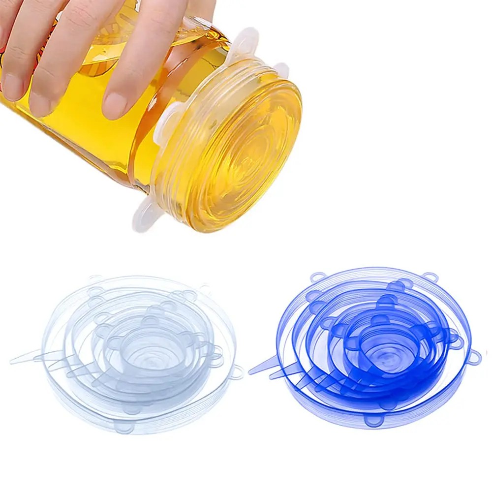 6 Pcs/Set Food Silicone Cover Universal Silicone Lids For Cookware Bowl Pot Lid Reusable Stretch Lids Wrap Kitchen Accessories - Kitchen Rack - Kitchen Rack - Oven Cover - kitchen rack - Image 6