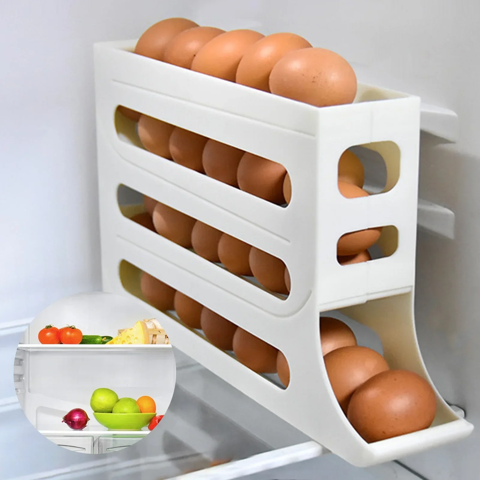 4 Layers Automatic Rolling Egg Holder Rack - Image 4