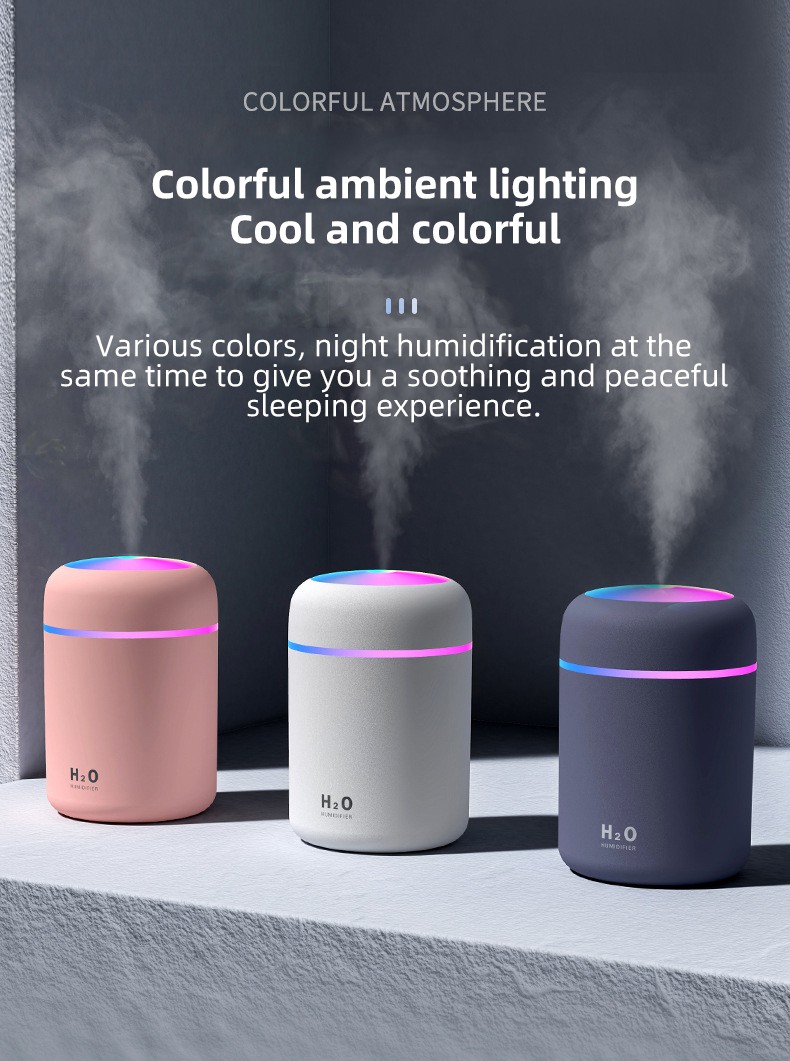 300ml Mini Cool Mist Air Humidifier for Home Baby Nursery Plants Auto Shut-off and BPA-Free Humidificador De Aire - Image 3