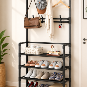Metal Shoe Rack with Coat and Bag Stand | মাল্টি-ফাংশনাল মেটাল শু র‍্যাক কোট ও ব্যাগ হ্যাঙ্গিং স্ট্যান্ডসহ
