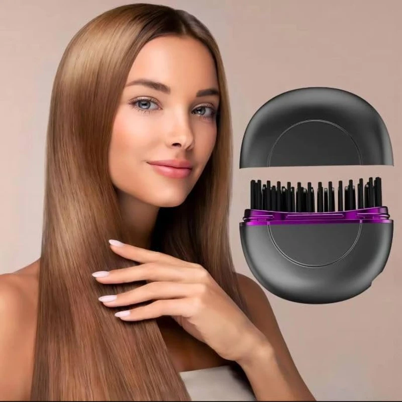 Multifunctional Straight Hair Comb, Mini Hair Straightener, Rechargeable and Practical Suitable for Long Beard, 3-Speed Temperature Adjustment, Straightening Comb, Perfect for Business Travel, Holiday