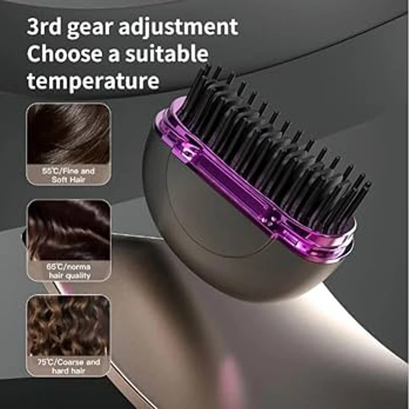 Multifunctional Straight Hair Comb, Mini Hair Straightener, Rechargeable and Practical Suitable for Long Beard, 3-Speed Temperature Adjustment, Straightening Comb, Perfect for Business Travel, Holiday - Image 2