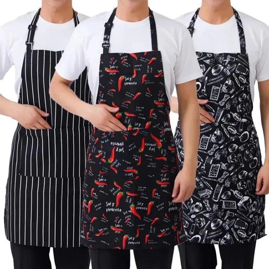 1pc Adjustable Adult Apron Striped Restaurant Chef Apron Outdoor Camping Picnic Kitchen Cook Aprons(000210)
