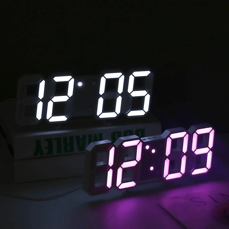 3D Digital Wall Clock LED Table Clock Time Alarm Temperature Date Sound Control Night Light With Remote Control Clock - Image 2