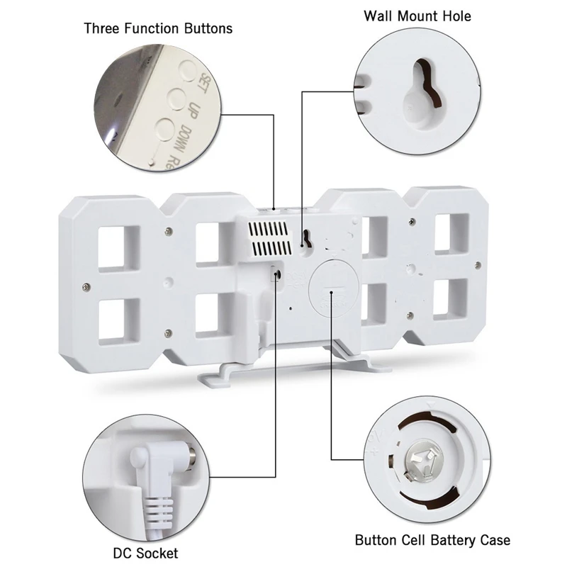 3D Digital Wall Clock LED Table Clock Time Alarm Temperature Date Sound Control Night Light With Remote Control Clock - Image 3