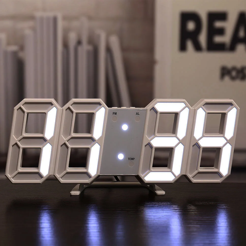 3D Digital Wall Clock LED Table Clock Time Alarm Temperature Date Sound Control Night Light With Remote Control Clock - Image 4