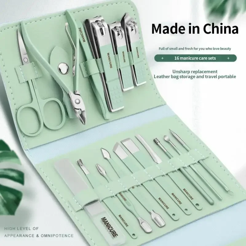 16Pcs Nail Clipper Set Nail Cutter Scissors Nail Polishing Stainless Steel Pedicure Trimmer Folding Storage Bag,Pedicure, Manicure Tool (HB023) - Image 2
