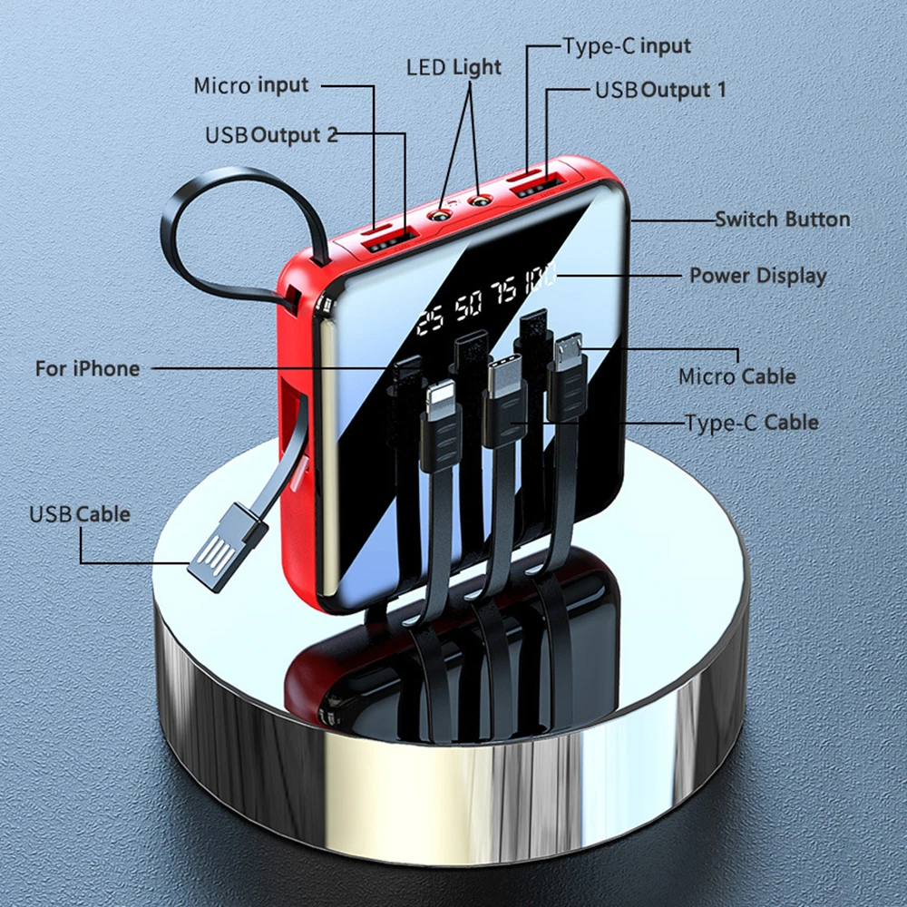 20000 MAH Powerbank with LED Display and All in One Cable set - Image 4