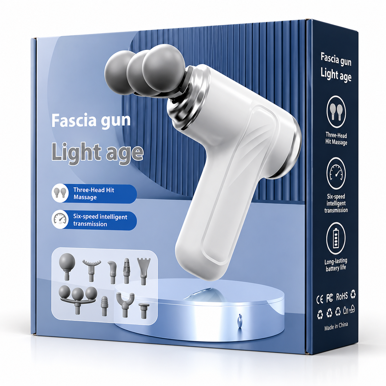 3-Head Fascia Gun 9-Head Interchangeable Body Massager Deep Hitting Muscle Relaxation Shoulder, Waist and Back Massager - Image 2