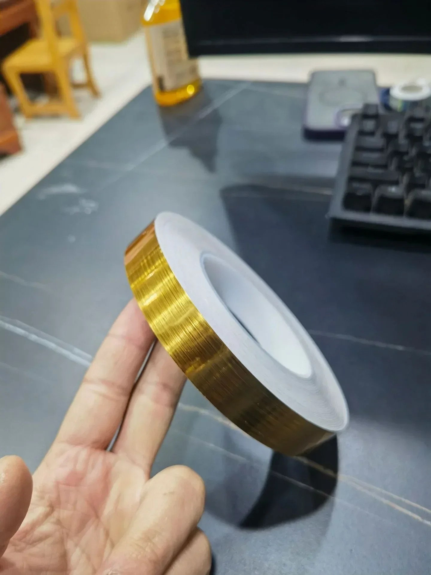 164 Feet (Golden color) Self-Adhesive Waterproof Tile Gap Tape for Floor and Wall Sealing - Image 2